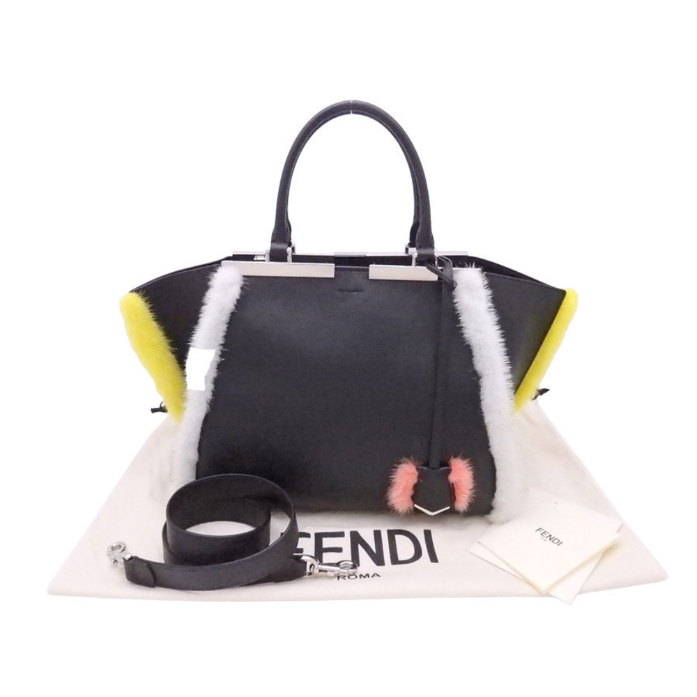 Fendi Trois Jours bag black multicolored leather fur Handbag shoulder